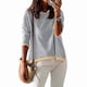 thumbnail image 2 of Suéteres de Mujer de Larga, Cuello Redondo, Rayas de Colores, Suéteres Casuales de Punto Gris S, 2 of 8