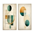 thumbnail image 2 of Designart "Retro Gold and Teal Full Moon Grace III" Modern Geometric Framed Wall Art Set Of 2 - Modern Gold Framed Canvas Set For Living Room Decor, 2 of 6