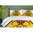 thumbnail image 4 of Ambesonne Zombie Duvet Cover Sets, Warning Outbreak, 2-King, Earth Yellow Red Black, 4 of 7