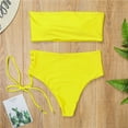 thumbnail image 6 of Fesfesfes Swimsuit for Women Solid Color Tube Top Backless Bikini Two Pieces Swimwear Swimsuit Beachwear Set, 6 of 6