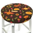 thumbnail image 5 of Salouo Thanksgiving Turkey Pattern Bar Stool Cushion Cover, Round Crease-Resistant Stretchy Dustproof Stool Seat Slipcover for Bar Round Chair-13 inch, 5 of 6
