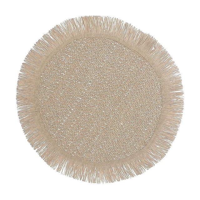 Placemat Rond Tissé Avec Franges Camel 15 X 15 - Ensemble De 12