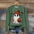 thumbnail image 4 of mgoYE Halloween Shirts for Women Long Sleeve Crewneck Casual Dressy Tops Funny Graphic Halloween Fall Fashion Outfits(Dark Green,XL), 4 of 7