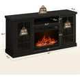 thumbnail image 2 of ONBRILL 59 Inch Fireplace TV Stand, Entertainment Center with 23 Inch Electric Fireplace, TV Table for TVs up to 65 Inches, Media Console Cabinet with Storage and Glass Doors for Living Room, Black, 2 of 18