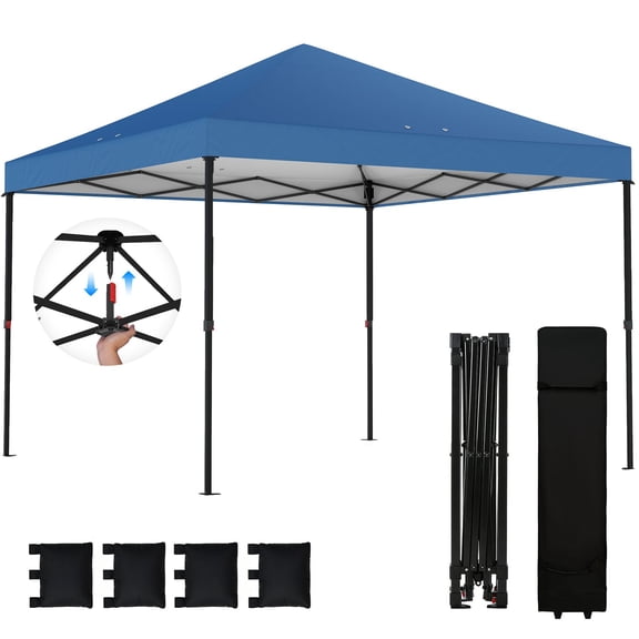 10 x 10 ft Pop Up Canopy Tent with One Push Setup, Dark Blue