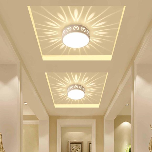 Feltree Modern Crystal Flush Mount Ceiling Light with Warm Yellow LED, White Finish, Rust-Resistant Metal Body, Decorative Accent Lighting