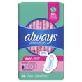 thumbnail image 3 of Always Ultra Thin Feminine Pads with Wings for Women, Slender Absorbency, Unscented, 3 of 9