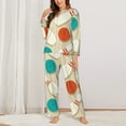 thumbnail image 2 of KLL Vintage Bowling Print Women's Long Sleeve Pajamas with Pants Sleepwear Loungewear 2 Set-Small, 2 of 7