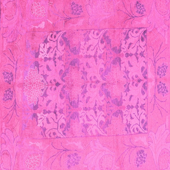Ahgly Company Indoor Square Oriental Pink Traditional Area Rugs, 7' Square