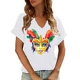 thumbnail image 2 of Carnival Tops for Women Print V-Neck Short Sleeve Casual Summer Tee White XXL, 2 of 6