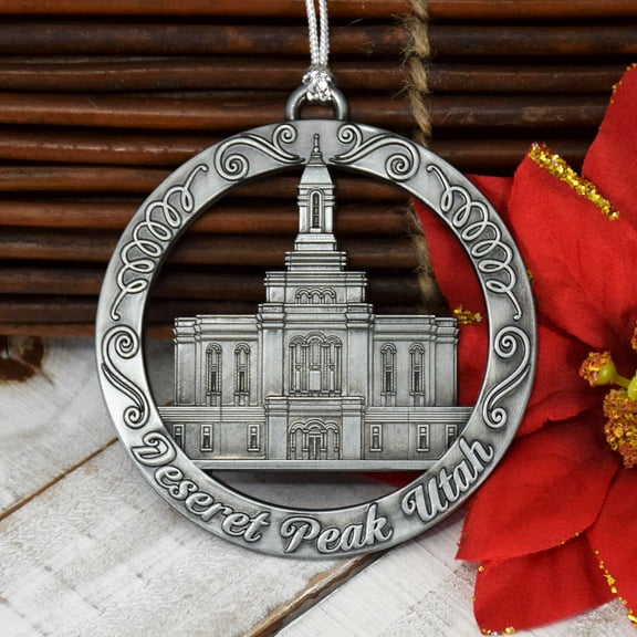 Deseret Peaks Utah Temple Antique Silver Ornament