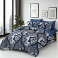thumbnail image 5 of Navy Blue Paisley 7pcs Comforter King Size Soft Bed in a Bag Microfiber All Ages(104"x90"), 5 of 9