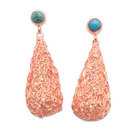 NOVICA Rose gold plated magnesite dangle earrings, 'Nested Rain'