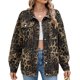 thumbnail image 1 of Chaqueta Vaquera Informal de Larga con Solapa y Botones para Mujer, Estilo Boyfriend, Holgada, A . Estampado de Leopardo XL, 1 of 9