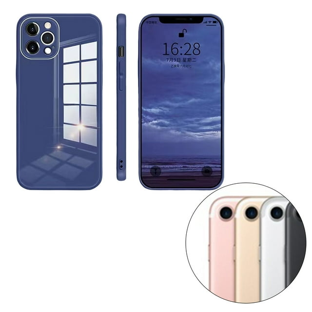 Glass Back Phone Covers with Solid Color Full Rugged Bumper Anti-Slip Design for Iphone 7P/8P/7/8/XS Max/XR/X/XS