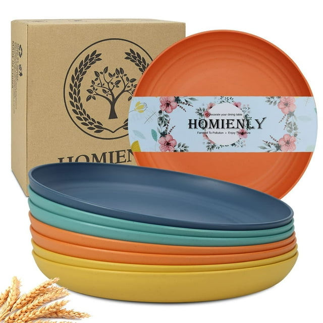 Juego de platos llanos Homienly Deep, 23 cm, paja de trigo, 8 colores