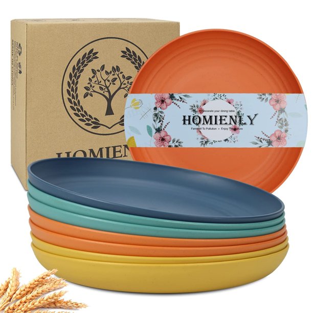 Juego de platos llanos Homienly Deep, 23 cm, paja de trigo, 8 colores