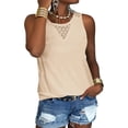 thumbnail image 4 of Women's Crew Neck Casual Loose Sleeveless Shirt Lace Tanks Tops, 4 of 4