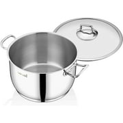 Saflon Stainless Steel Tri-Ply Capsulated Bottom 6 Quart Stock Pot with Glass Lid, Induction Ready, Oven and Dishwasher Safe