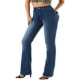 thumbnail image 3 of Women Jeans Retro Low Rise Skinny Flared Denim Trousers, 3 of 6