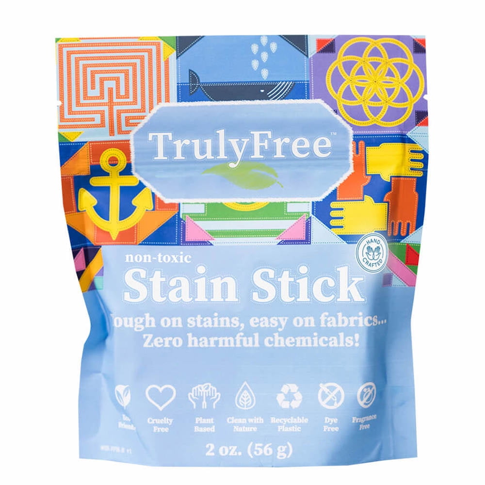 Truly Free Non-Toxic Stain Stick; Stain Remover Bar Soap; Gentle on Fabric; Spot Treat Food, Blood, Grass, Pet Stains; Made with Saponified Coconut and Olive Oils