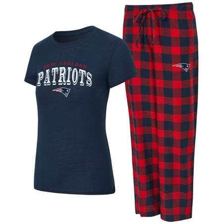 Women's-Concepts Sport Navy/Red New England Patriots Avondale T-Shirt & Pants Flannel PJ Set