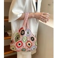 thumbnail image 3 of Kukuzhu Cute Floral Knitted Shoulder Bag Women Aesthetic Fairy Y2k Hobo Bag Crochet Small Hand Woven Beach Mesh Tote Purse, 3 of 7