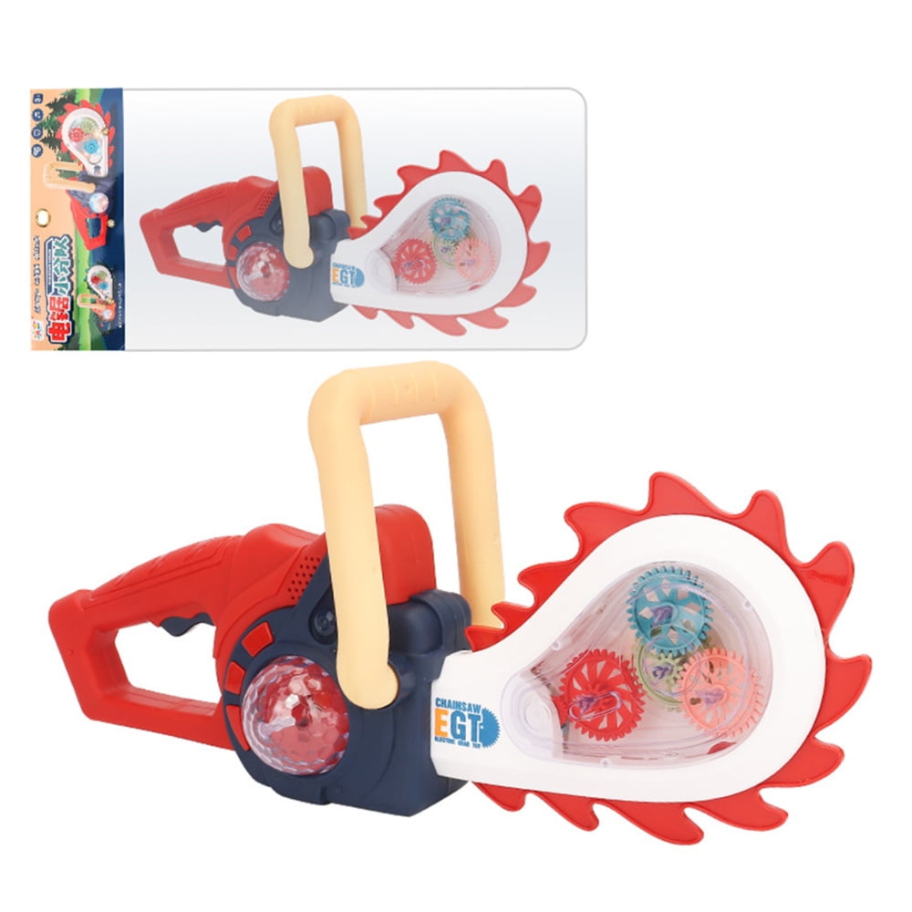 Electric Transparent Gear Chainsaw With Light Music Mechanical Toy