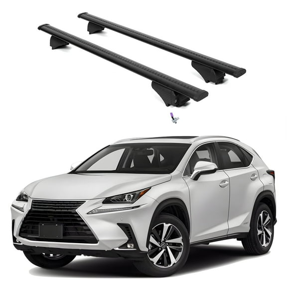 ERKUL Roof Rack Cross Bars for Lexus NX NX200 NX200T NX300 NX300H 2015-2021 | Aluminum Crossbars with Anti Theft Lock for Rooftop | Compatible with Flush Rails - Black