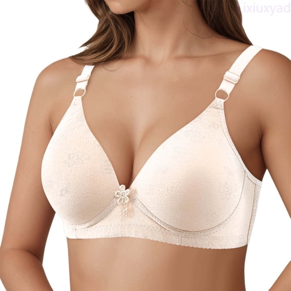 Lixiuxyad Jacquard Bra Thin Cup Middle And Elderly Underwear Plus Size In Stock Bras Without Underwire,Bras for Women Beige 36