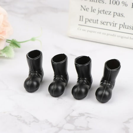 

2Pairs Doll House rain shoes mini plastic Black Christmas boots mini scene