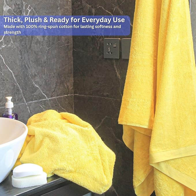 Bath Sheets Pack of 3 Oversized Towels 32x68 Inch 100 Percent Ring-Spun Cotton Quick Dry Soft Absorbent Luxury Bath Towels Yellow