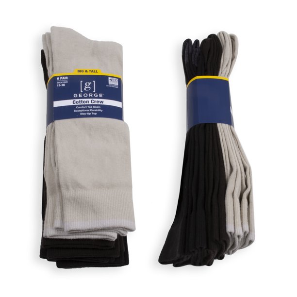 George George Cotton Flat Knit Crew Tipping B T Walmart Com Walmart Com