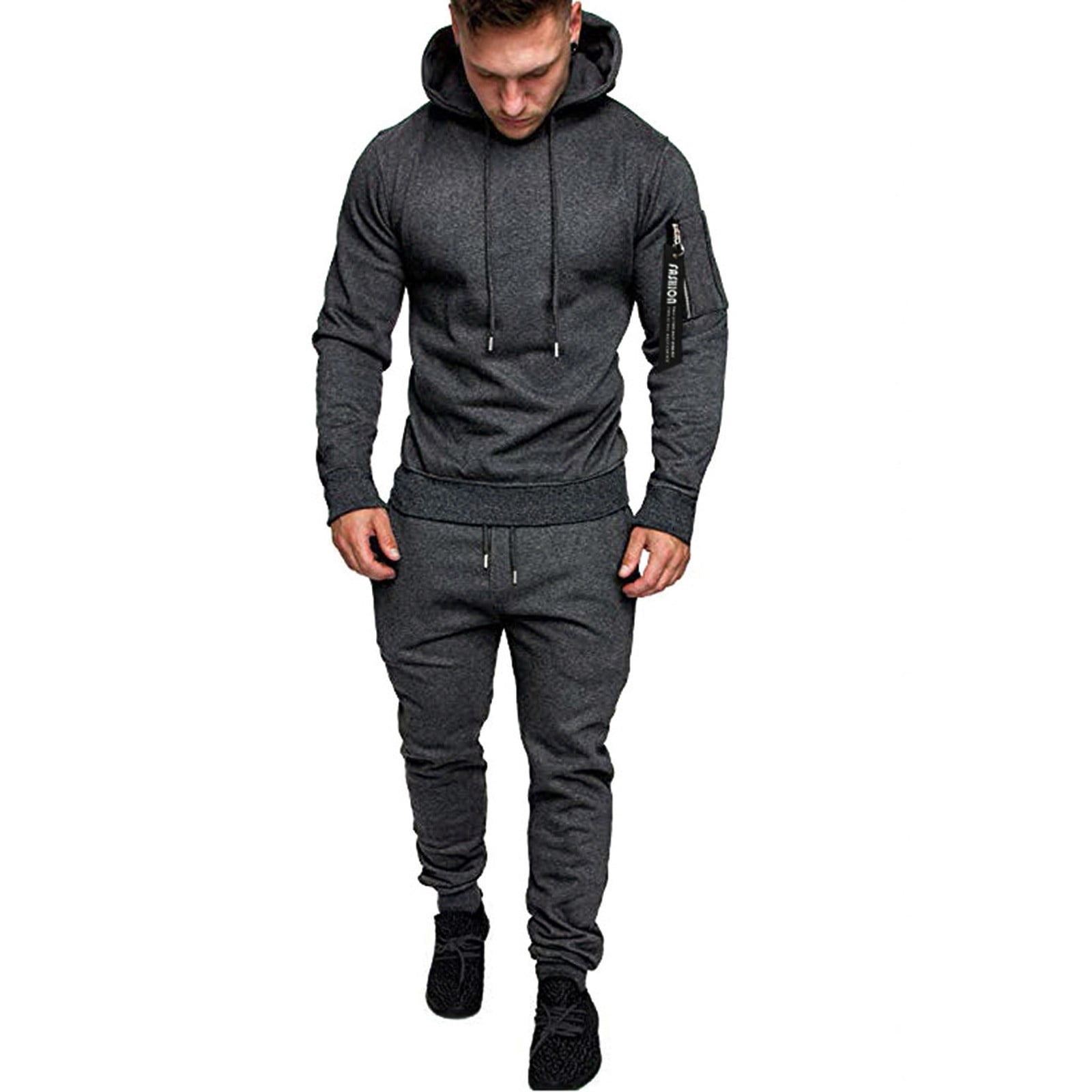 Mens Zip Stitched Sweater Pants Set 