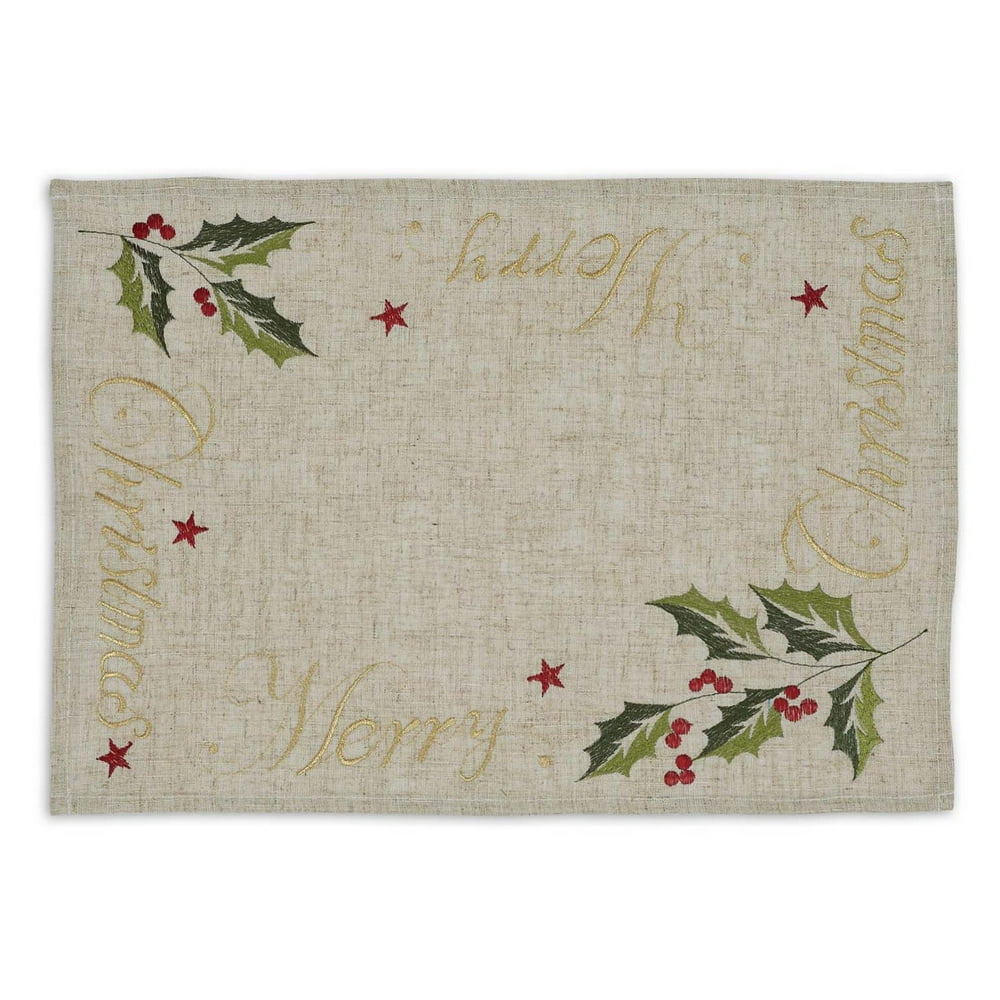 Design Imports Merry Christmas Embroidered Placemat Set of 6