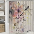 thumbnail image 6 of Orinice Flower Dragonfly Watercolor Bathroom Decor Set - Colorful Luxurious Graphic Print Polyester Fabric Fashion Shower Curtain Set with Hooks 36x72, 6 of 7