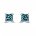 thumbnail image 5 of 1 Carat Total Weight CTTW Blue Princess Diamond Studs in 14K gold - Great Gift for Women, 5 of 6
