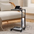 thumbnail image 5 of C Table with Wheels, Height Adjustable C Shaped End Table for Sofa & Bed, Movable Side Table for Laptop, Snacks & Books, MDF & Metal Frame with Storage Basket, 21"-33.4" Height Range, Easy Assembly, 5 of 8