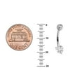 thumbnail image 3 of 14k Solid White Gold Heart Cubic Zirconia Bezel Navel Belly Ring, 3 of 5