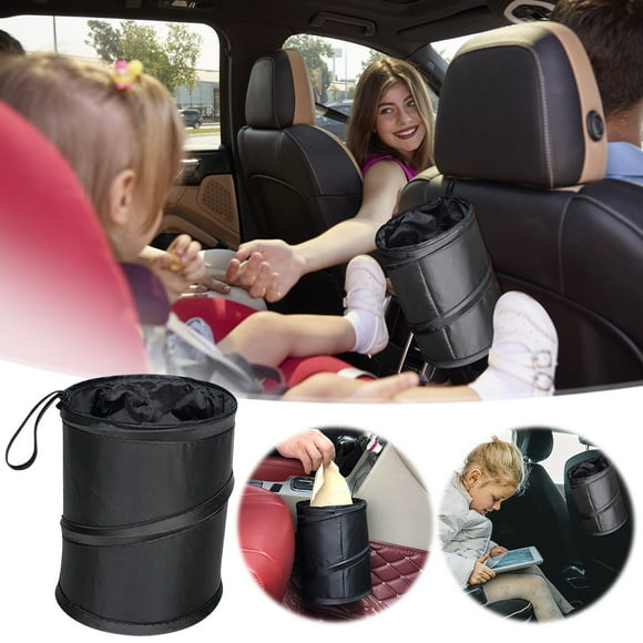 Papelera plegable para coches | Papelera colgante plegable, poliéster impermeable de 4L, bolsa multifuncional de almacenamiento, organizador para ahorrar espacio, asiento trasero, negro, 16x16x20cm