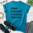 thumbnail image 2 of Plato Aristotle Socrates Shirt, Unisex Women's Men's Shirt, Movie Quote Shirt, Pop Culture Shirt, Heather Blue, 3X-Large, 2 of 6