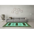 thumbnail image 3 of Ahgly Company Machine Washable Indoor Square Abstract Turquoise Blue Contemporary Area Rugs, 8' Square, 3 of 4