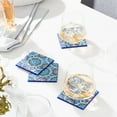 thumbnail image 3 of MOSAICANA Coasters for Drinks - Set of 4 Coasters, Silicone, Protect Against Water Marks or Damage - Fit All Cups, 3.5" Inch Size Fits, Colored Coasters (Blue Morocco), 3 of 7