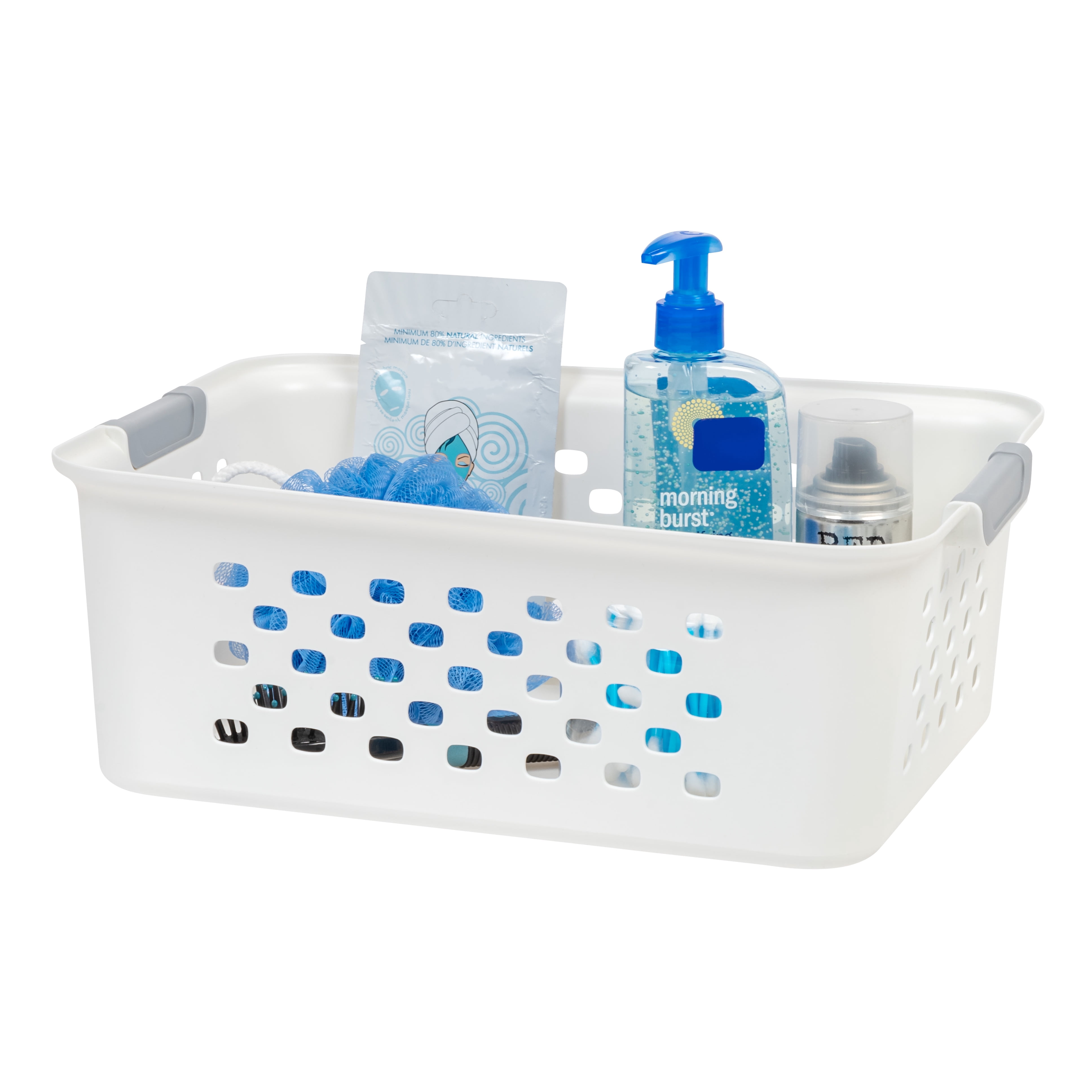 IRIS Plastic Storage Basket, Medium, Shelf Basket Organizer for Pantries, Kitchens, Cabinets, Bedrooms, White