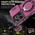 thumbnail image 6 of for Motorola Moto G 5G 2025 / G 2026 / G Play 2026, Military Grade Shockproof Bumper Rugged Rotating Stand Ring Holder Anti-Scratch Magnetic Cover Compatible with Car Mount Case,Cherry red, 6 of 11