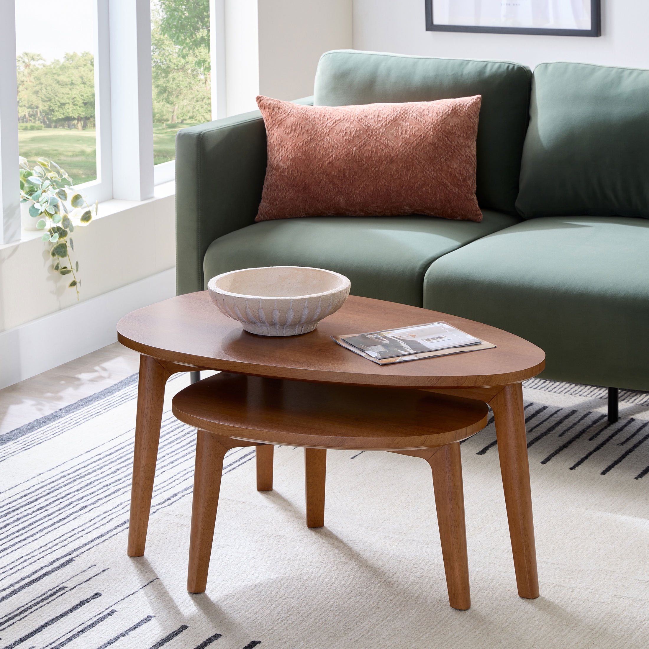 Better Homes & Gardens Greyson Nesting Tables, Acorn Finish, Set of 2