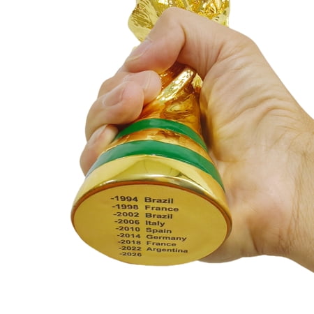 8 Inch Tall Gold-Plated Resin World Soccer Trophy Replica Durable Cup Football Champion Award