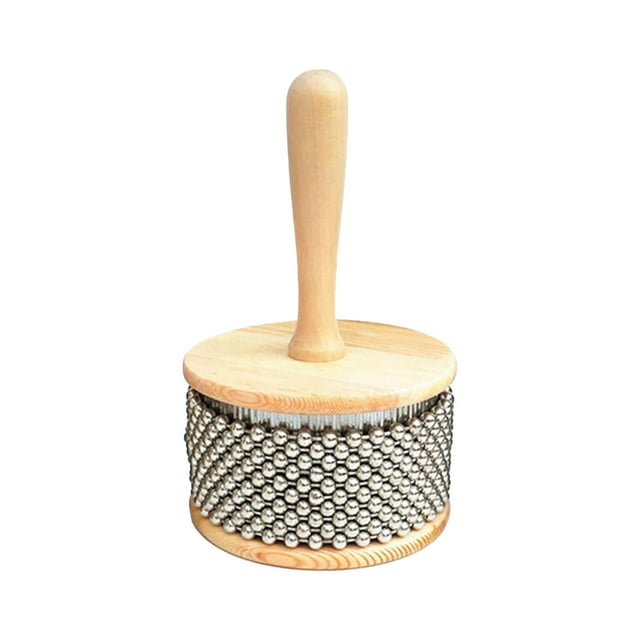 Wooden Hand Fun Instrument with Metal Beads Kids Gift Musical Toy Portable for Music Education Classroom Playing at Home Band Dia 11.5cm