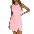 thumbnail image 2 of Women'S Workout Tennis Dress with Built-in Bra & Shorts Pockets Sleeveless Crewneck Golf Athletic Mini Dresses Pink M, 2 of 8