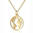 thumbnail image 6 of 14K Yellow Gold Globe World Map Pendant Necklace For Women Earth Day Best Friend Wanderlust Outdoor Necklace, 6 of 9